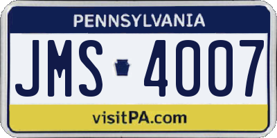 PA license plate JMS4007