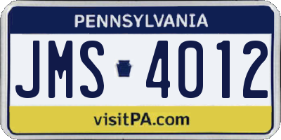 PA license plate JMS4012