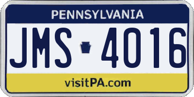 PA license plate JMS4016