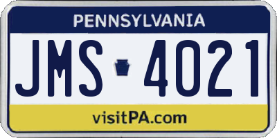 PA license plate JMS4021
