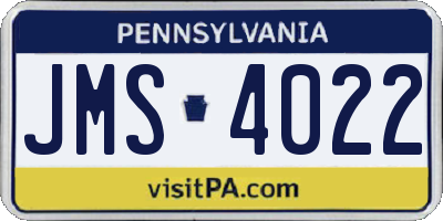 PA license plate JMS4022