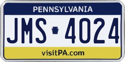 PA license plate JMS4024