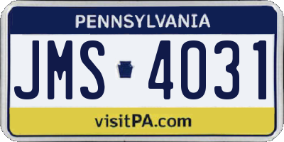 PA license plate JMS4031