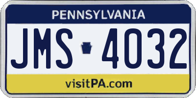PA license plate JMS4032