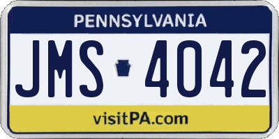 PA license plate JMS4042