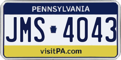 PA license plate JMS4043