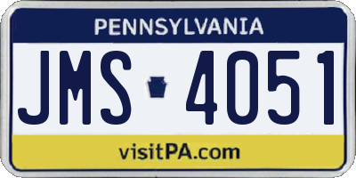 PA license plate JMS4051