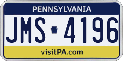 PA license plate JMS4196