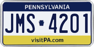 PA license plate JMS4201