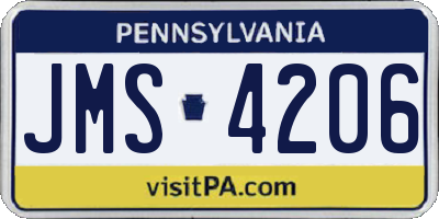 PA license plate JMS4206