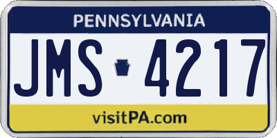 PA license plate JMS4217