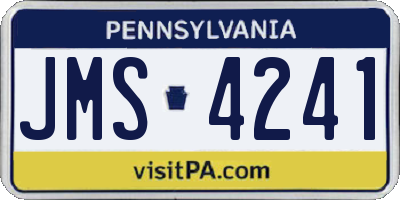 PA license plate JMS4241