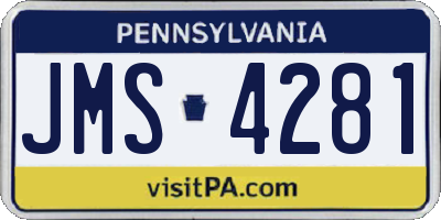 PA license plate JMS4281
