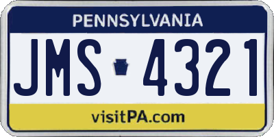 PA license plate JMS4321