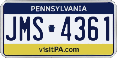 PA license plate JMS4361