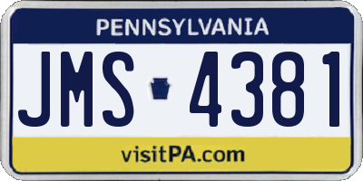 PA license plate JMS4381