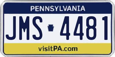 PA license plate JMS4481