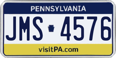PA license plate JMS4576