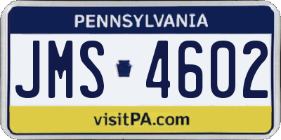 PA license plate JMS4602