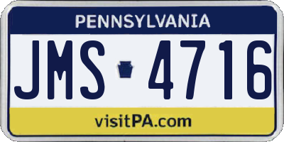 PA license plate JMS4716