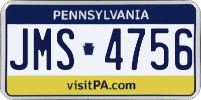 PA license plate JMS4756