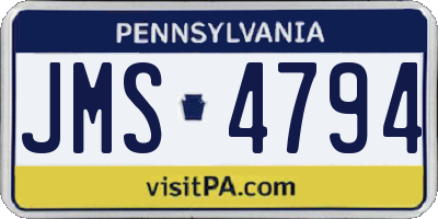PA license plate JMS4794
