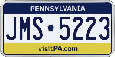 PA license plate JMS5223