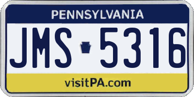 PA license plate JMS5316