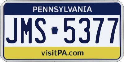 PA license plate JMS5377