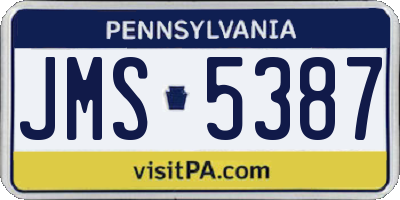 PA license plate JMS5387
