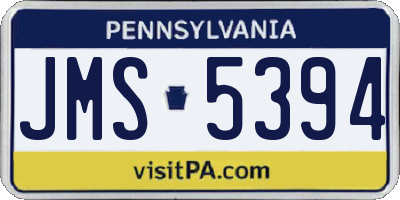 PA license plate JMS5394