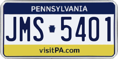 PA license plate JMS5401