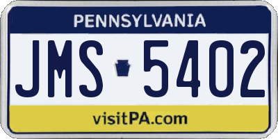 PA license plate JMS5402
