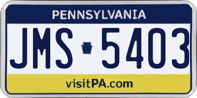 PA license plate JMS5403