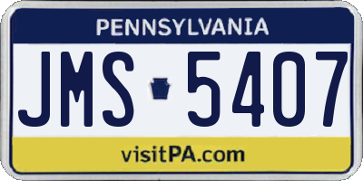 PA license plate JMS5407