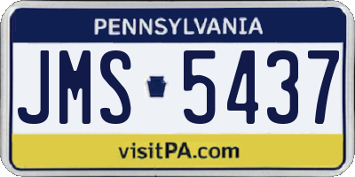 PA license plate JMS5437