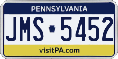 PA license plate JMS5452