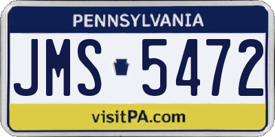 PA license plate JMS5472