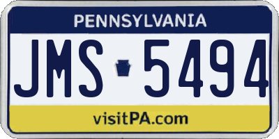 PA license plate JMS5494