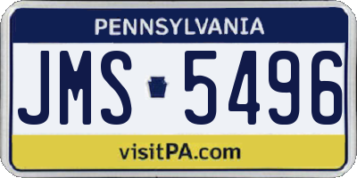 PA license plate JMS5496