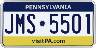 PA license plate JMS5501
