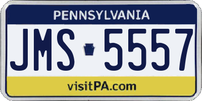 PA license plate JMS5557
