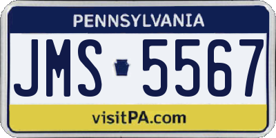 PA license plate JMS5567