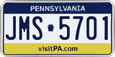 PA license plate JMS5701