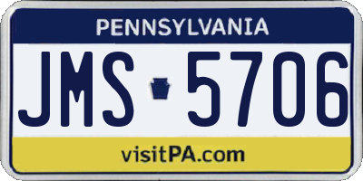 PA license plate JMS5706