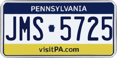 PA license plate JMS5725