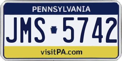 PA license plate JMS5742
