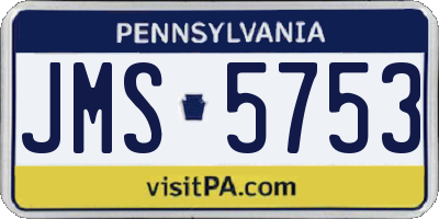 PA license plate JMS5753