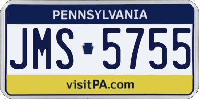 PA license plate JMS5755