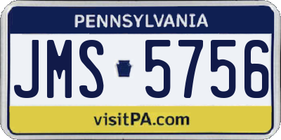 PA license plate JMS5756